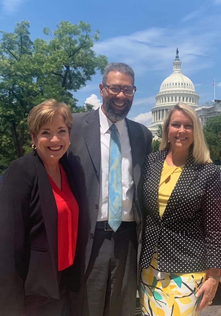 ACLM Sr. Director of Communications and Public Affairs Jean Tips, Past-President Dr. Dexter Shurney, and Executive Director Susan Benigas shown in their first visit to Capitol Hill in 2019.